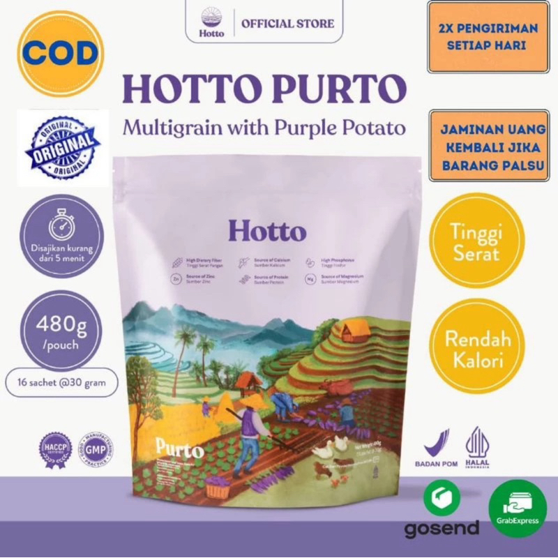 

HOTTO PURTO MULTIGRAIN 100% ORIGINAL 1 POUCH ISI 16 SACHET MINUMAN KESEHATAN ALAMI BIJI-BIJIAN