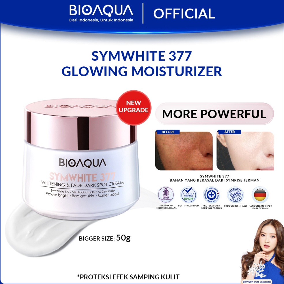 KODE E18K BIOAQUA Moisturizer SymWhite 377 Cream Pemutih Wajah 5g Krim Penghilang Flek Hitam Di Waja