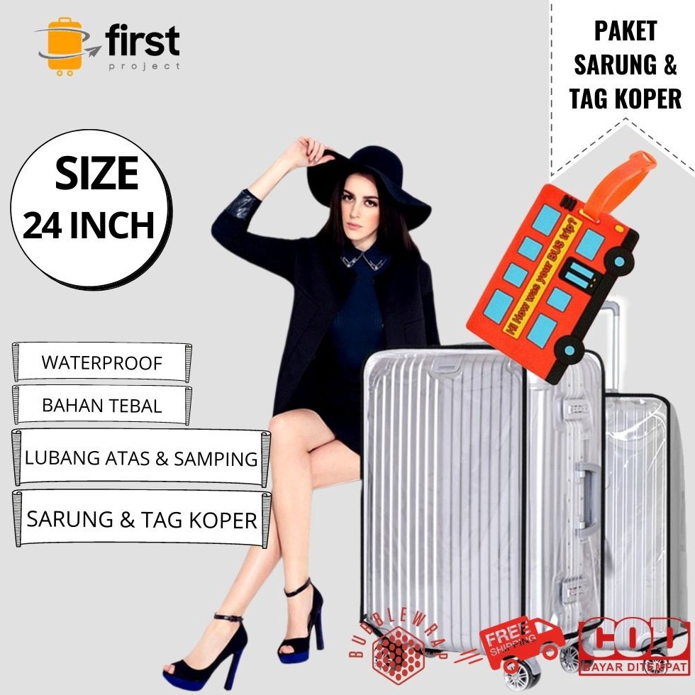 SPESIAL AWAL TAHUN FIRST PROJECT  Paket Hemat 24 Inch Luggage Cover Transparent Sarung Koper Plastik