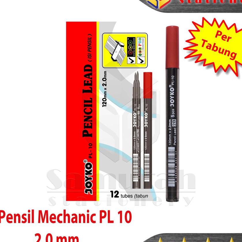 

Mega isi Pensil Mekanik Joyko PL 1 2 mm Perlusin Mechanical Pencil lead PL1 isi Pensil Cetek Besar 1 pak isi 12 Tube