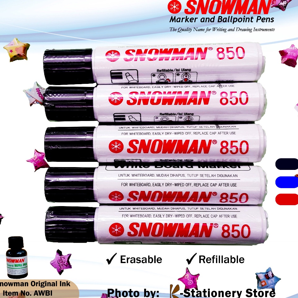

Model Baru Nonpermanent Whiteboard Marker Original Snowman Jumbo 85 Spidol Papan Tulis Calligraphy Dapat dihapus Tersedia Isi Ulang