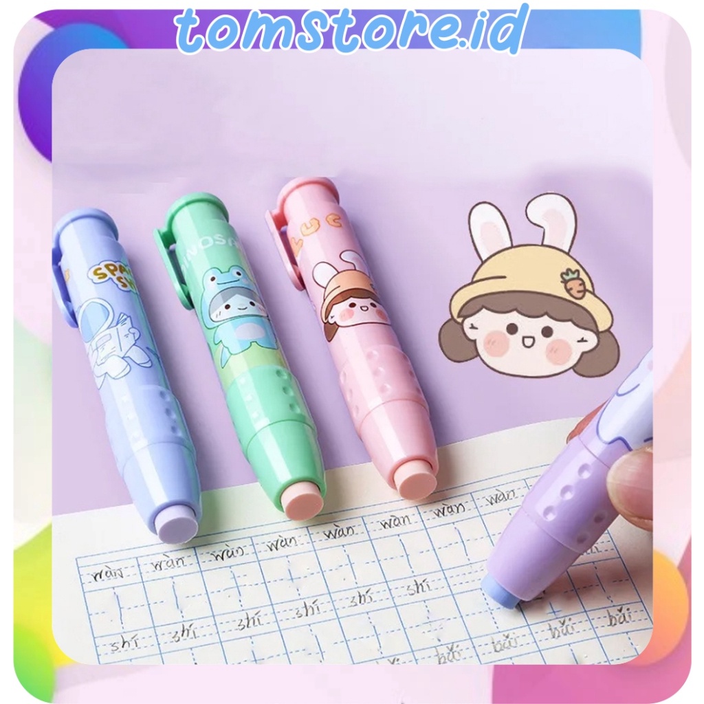

SUPER TOMSTOREID 1SET PRESS THE ERASER PENGHAPUS PENSIL KARET MEKANIK REFIL KARTUN CUTE KOREA S1