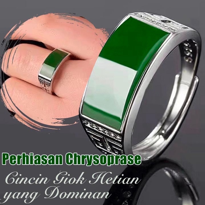 KODE A66B Toko resmiLOZT Cincin Giok Asli Pria Cincin Giok Hetian Cincin Giok Alami Gaya Retro Perak