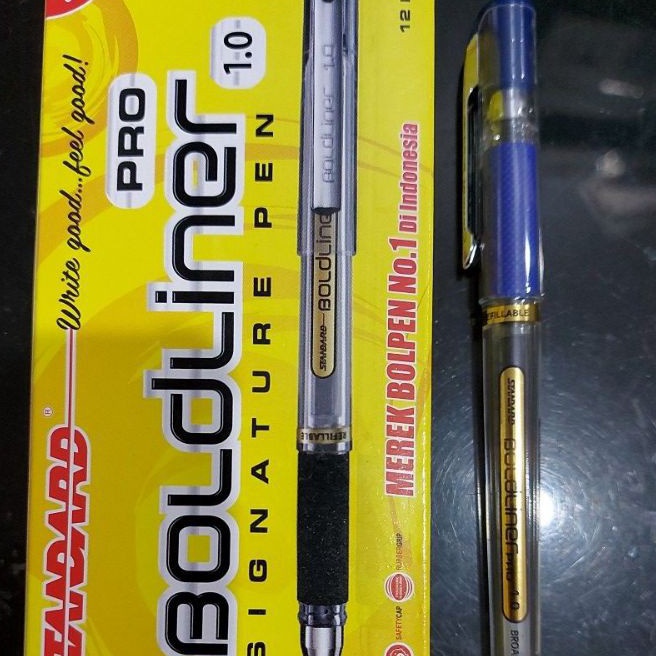 

Terbaik pen standar boldliner 1 sisa warna biru dan hitam tertera harga selusin 12 pcs