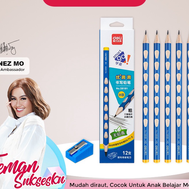

KP8 Deli Graphite Pencil HB 2B Pensil Kayu HB 2B Isi 12 PCSBox Desain Segitiga Ergonomis 58181 58183