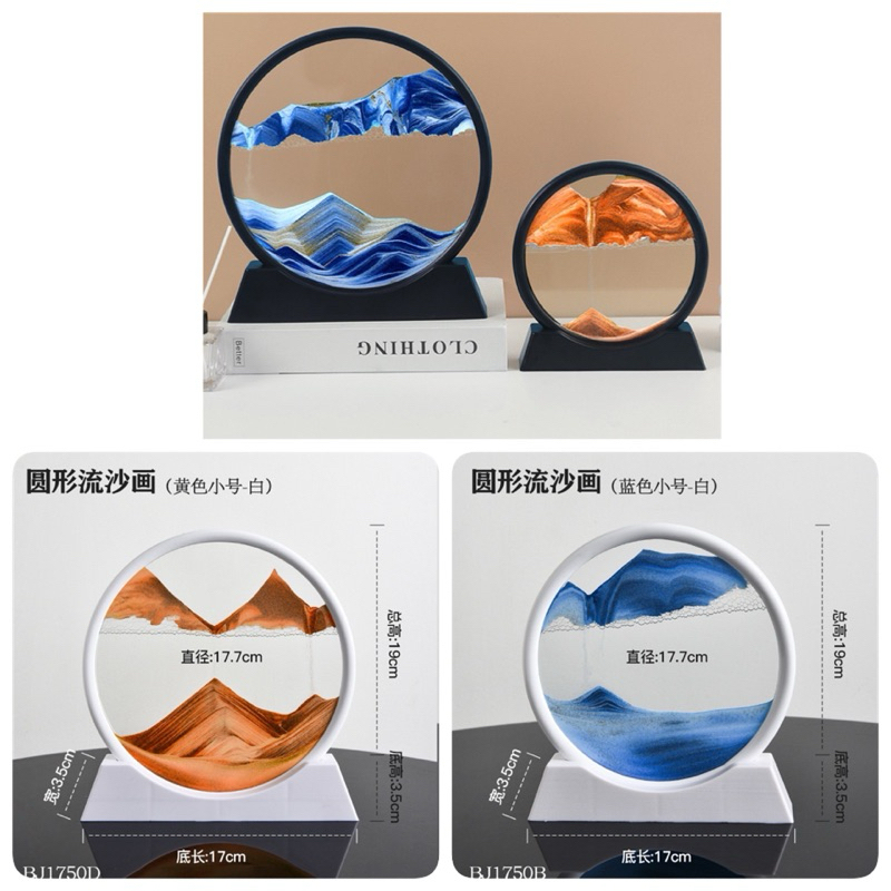 Ornament Pasir 3D Kaca Quick sand Painting  Jam Pasir Lukisan Painting Meja