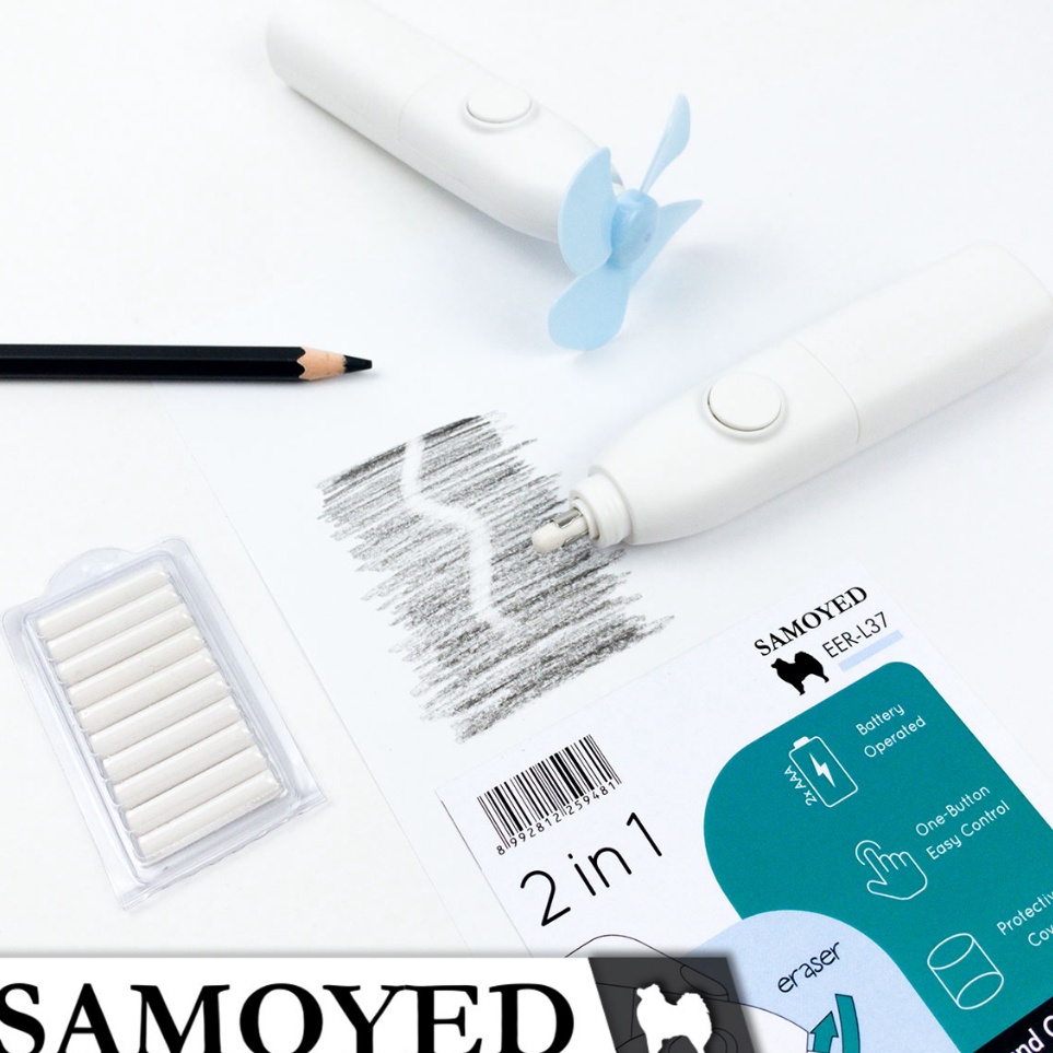 

Serba Murah Penghapus Pensil Elektrik Otomatis Kipas Kecil Electric Eraser Mini Fan 2 in 1 Samoyed EERL37