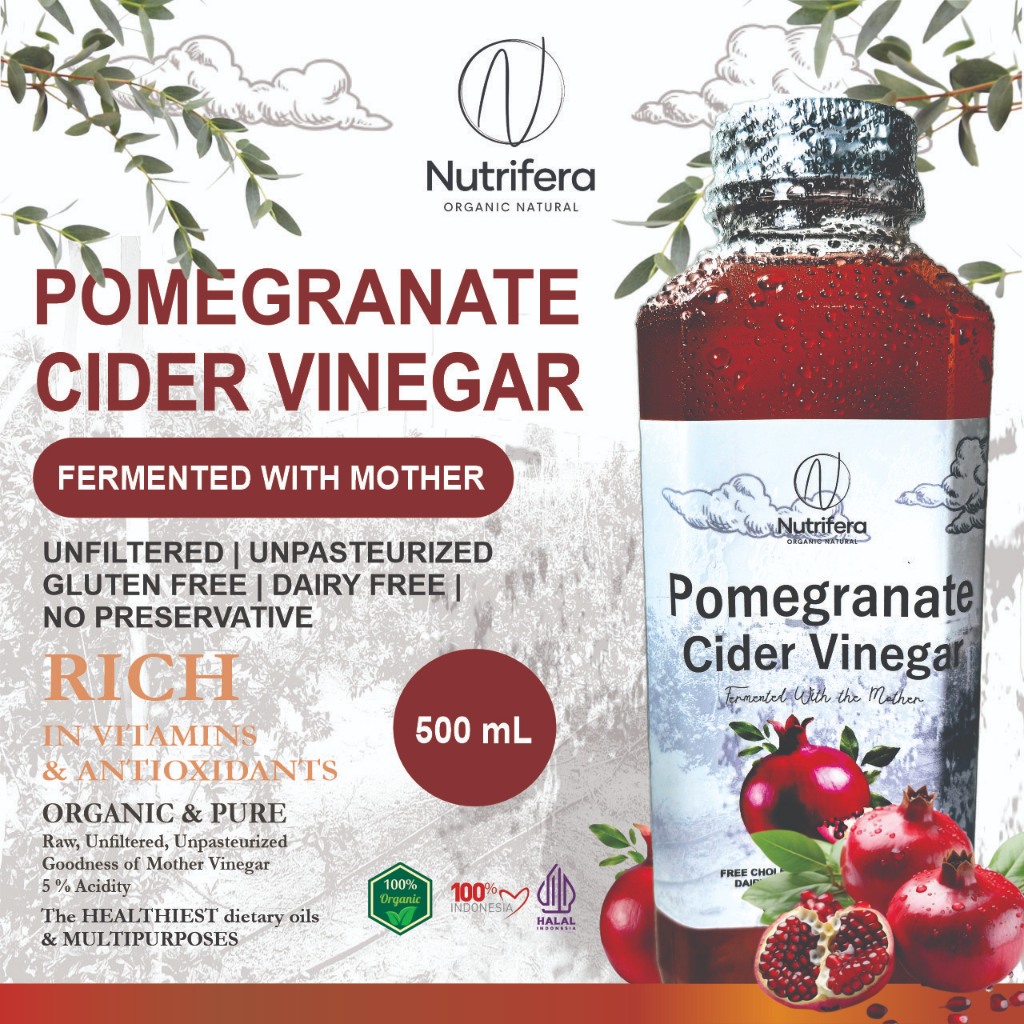 

NUTRIFERA Cuka Delima 500ml dengan Mother Endapan Fermentasi Probiotik / Pomegranate Cider Vinegar