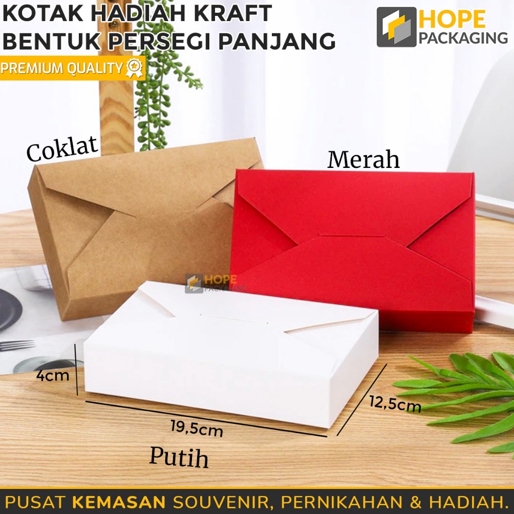 

MURMER Kotak Hadiah Kraft PERSEGI PANJANG Size 195x125x4cm Dus Kotak Premium Polos Kotak Polos Box Packing Cookies Gift Box Hadiah Baju Souvenir Ultah Kotak Kue Box Hampers