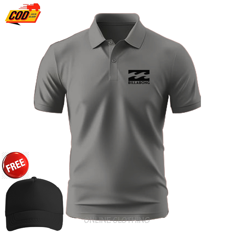 Kaos Polo Kerah Logo Billabong07 Text Kualitas Bahan tebal / Produk Terbaru Gratis Topi /Polo Polos