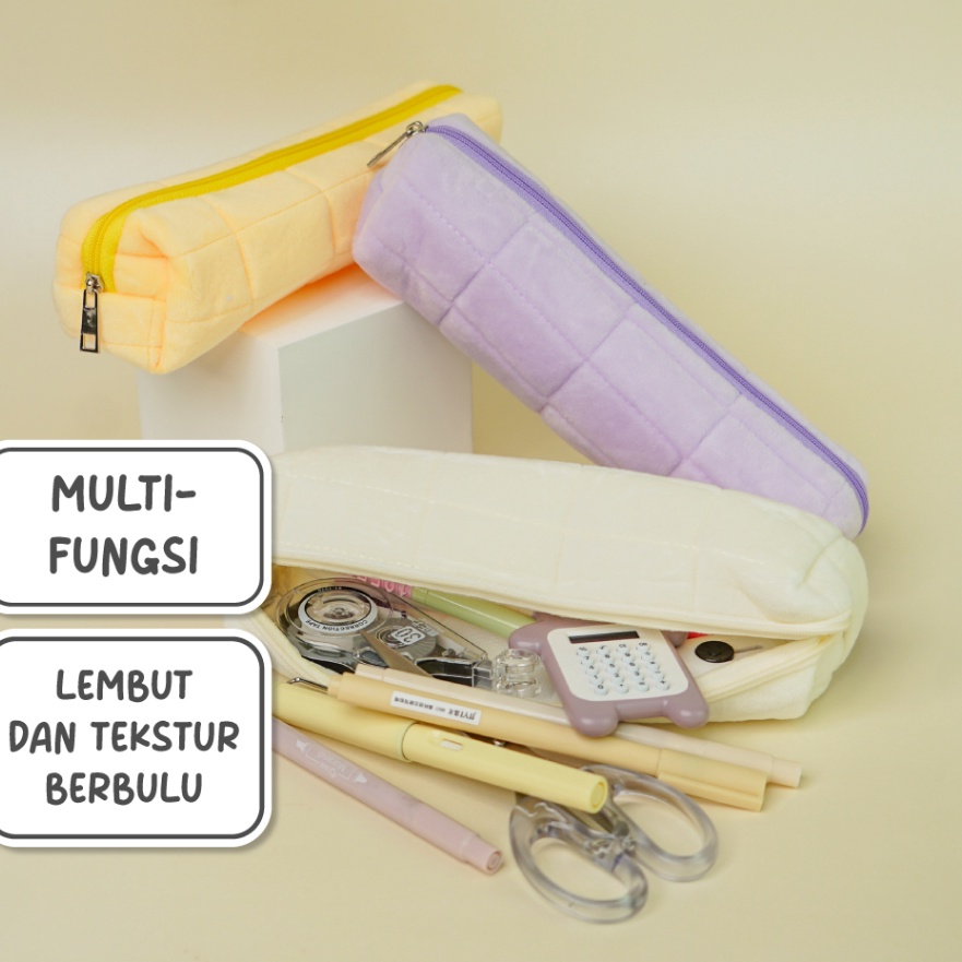 

FG2 Flashee Tempat Pensil Bulu Lucu Aesthetic Korea Cloudy Pencil Bag Small Kotak Pensil Lucu Muji Style Warna Pastel COD Kantong Pensil Organizer