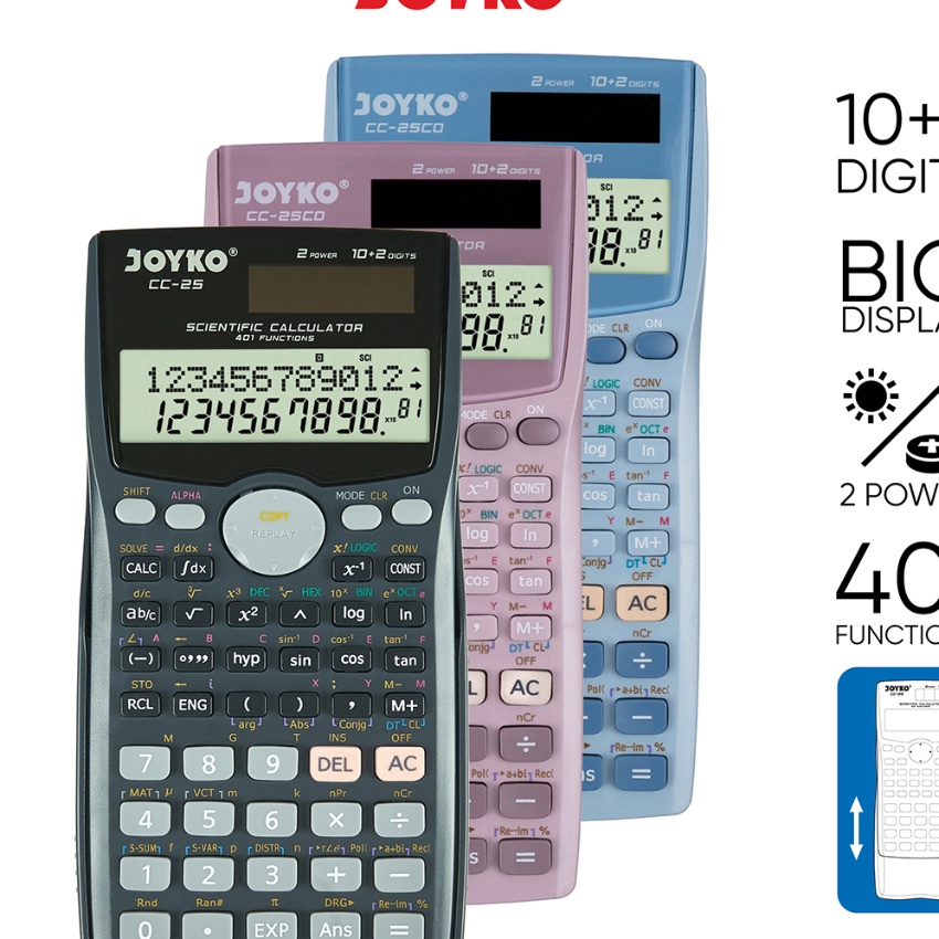 

Ekstra Calculator Kalkulator Joyko CC25 Scientific 41 Functions