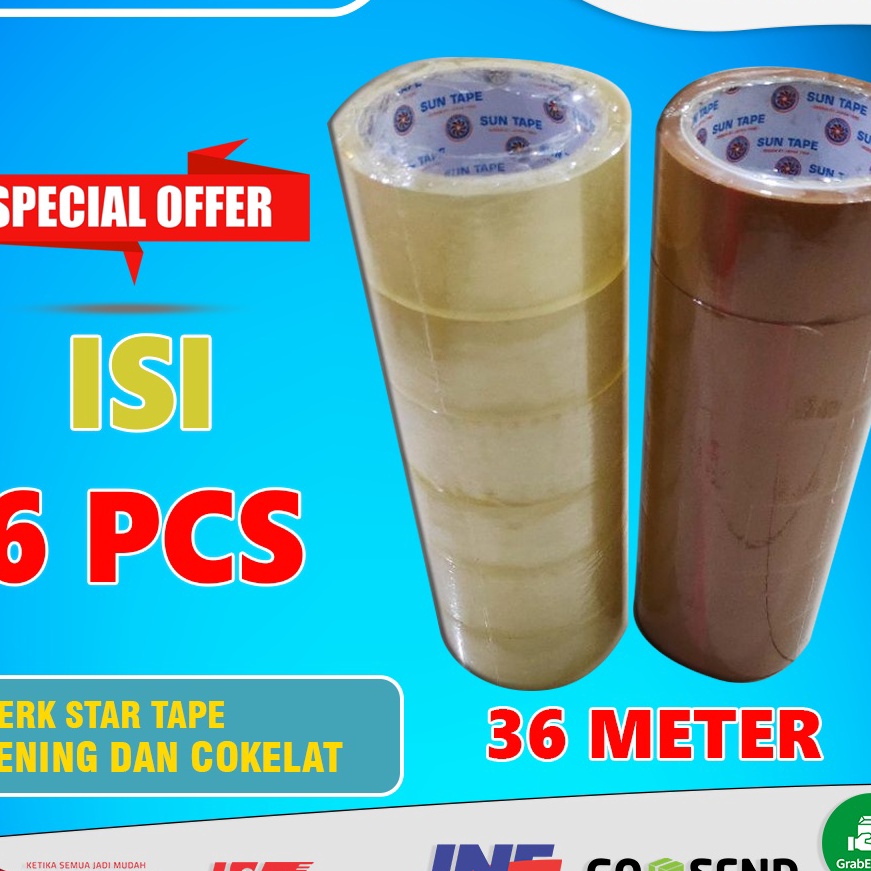 

FG2 Solasi Isolasi Solatip Solatif Lakban Bening Coklat Kuat 45cm x 35m 1 Roll Isi 6 PCS