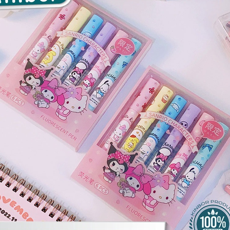 

Cepat 6 PCS 1 set Stabilo sanrio highlighter Stabilo pastel color cute penanda pewarna KINBOR