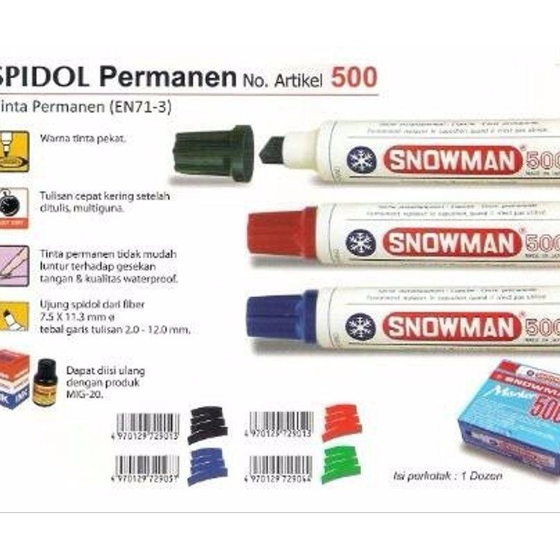 

Cepat Spidol Jumbo Permanent Marker Merk Snowman Type 5