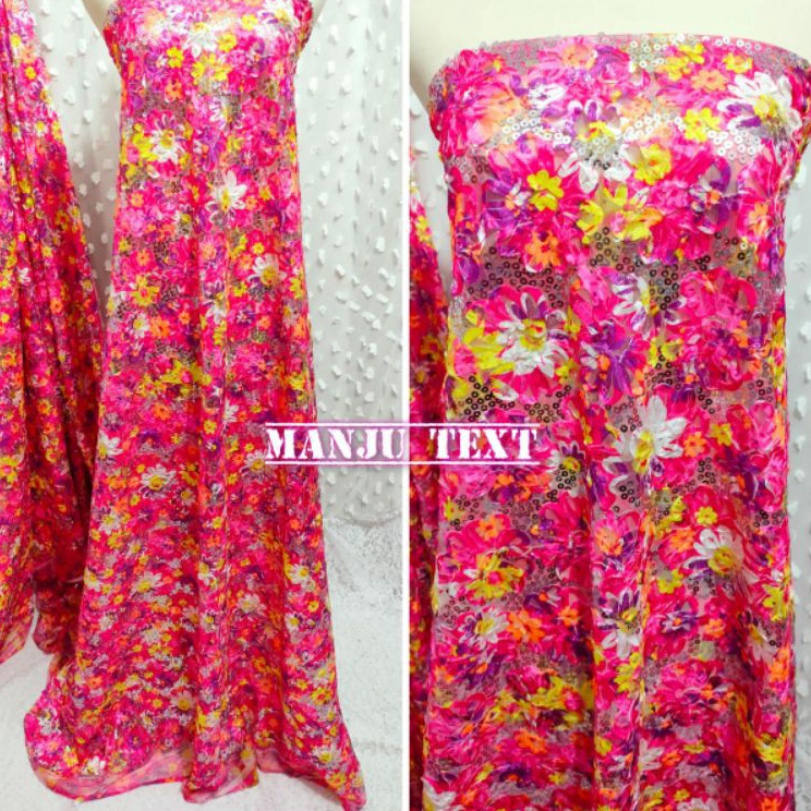 Promo Meriah  Kain Tile Bunga mawarbrukat brokat mawar kembang setamancocok untuk gaun pengantinback