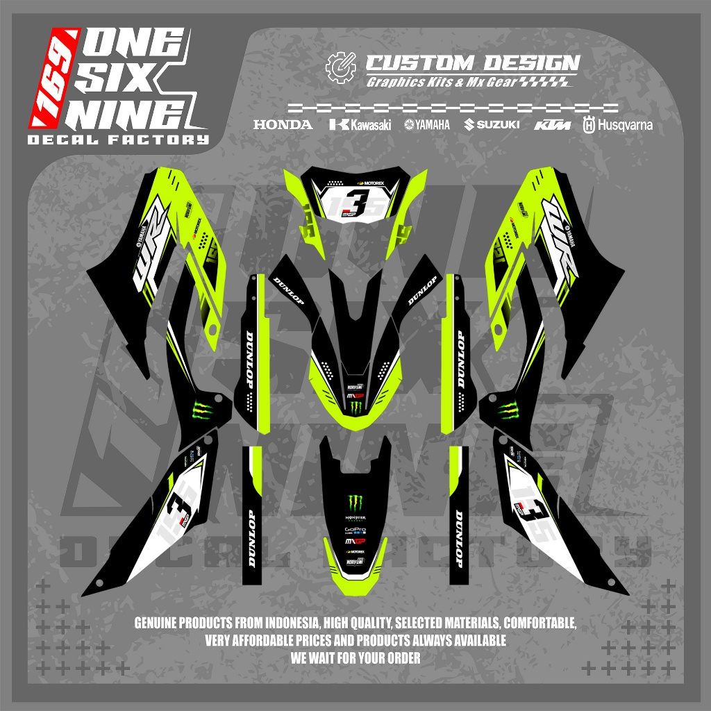 Decal Wr 155 Hitam Kombinasi Hijau Stabilo Free Custom Design