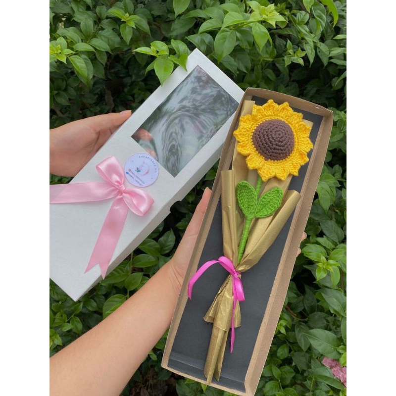 buket bunga matahari/bunga matahari rajut/bunga matahari/bunga rajut/diy/craft