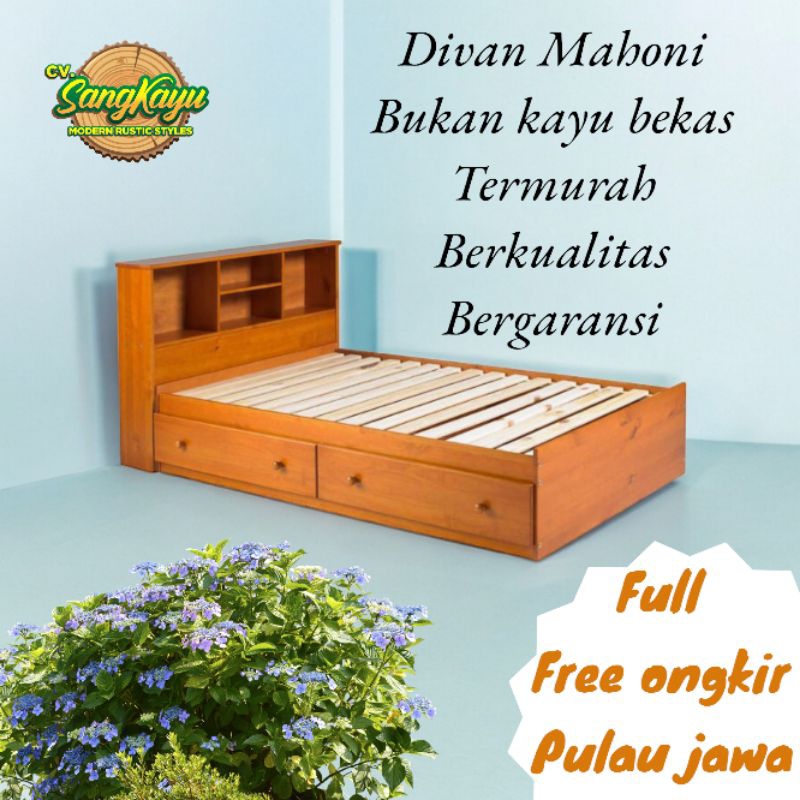 Free ongkir Divan 160x200 cm Divan kayu mahoni Divan kayu minimalis