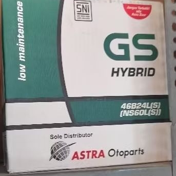 Aki/Accu Merk GS ASTRA (ASLI) Type Hybrid NS60LS/46B24L(S) BASAH