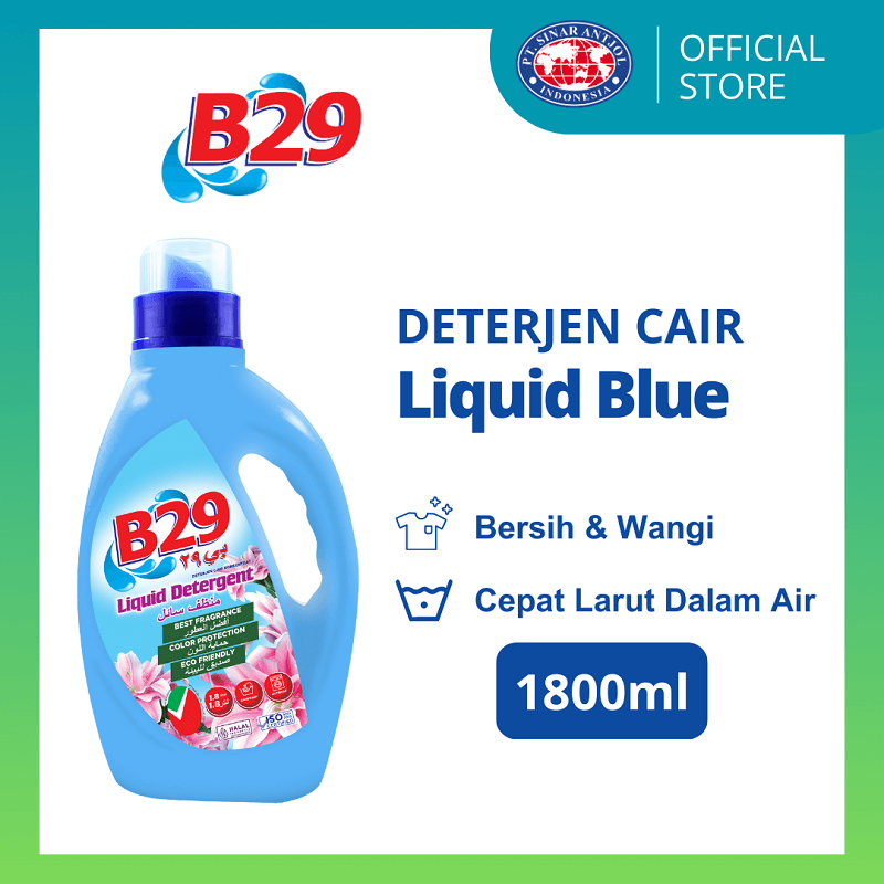 B29 LIQUID DETERJEN 1800ML BIRU BOTOL / SABUN CUCI CAIR UNTUK PAKAIAN 1.8 LITER