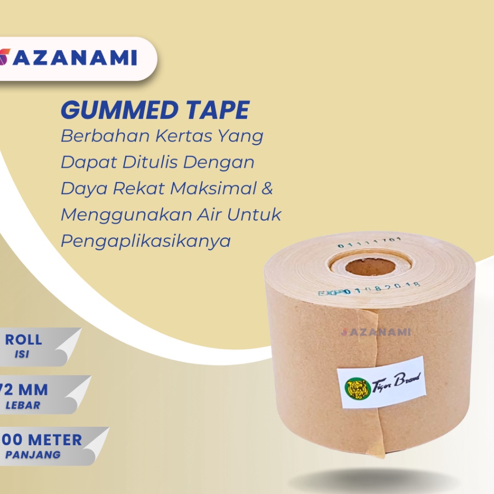 

launching produk baru LAKBAN AIR 3 Inch x 1M GUMMED TAPE TIGER CRAFT PAPER KRAFT TAPE