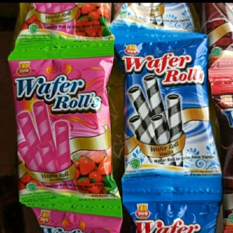 

Duo- wafer Rolls 12g (1 Renceng 10 pcs Wafer Renceng All Varian 10 Sachet Cemilan