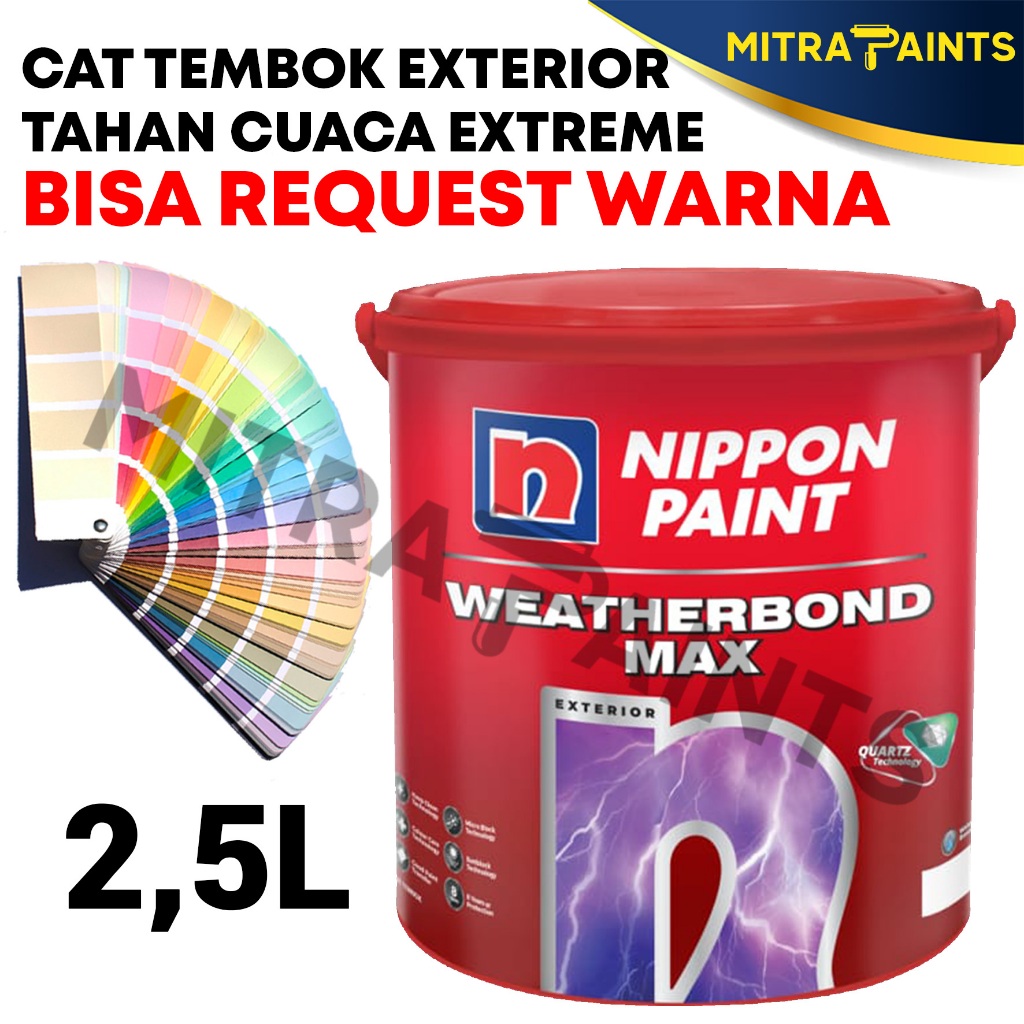 Promo [Katalog 1] Nippon Paint Weatherbond Max 2,5 Liter / Cat Tembok Exterior Premium / Request