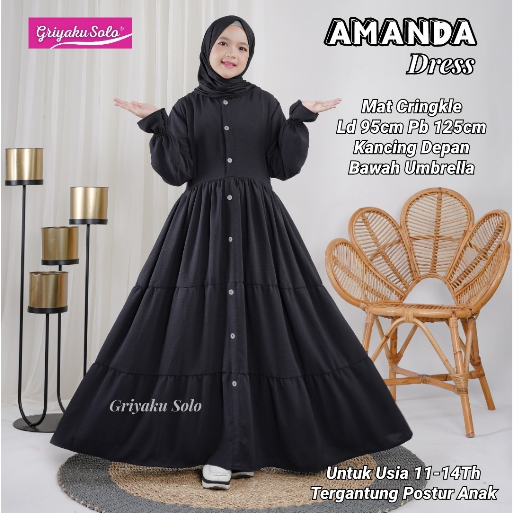 Baju Gamis Anak Perempuan Tanggung Remaja Usia 9 10 11 12 13 14 15 Tahun Polos Bahan Katun Dress Max