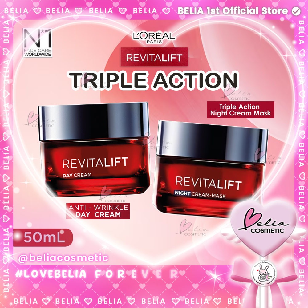 ❤ BELIA ❤ L'OREAL PARIS Revitalift Triple Action Day Cream | Night Cream-Mask | Pro-Xylane + LHA | H