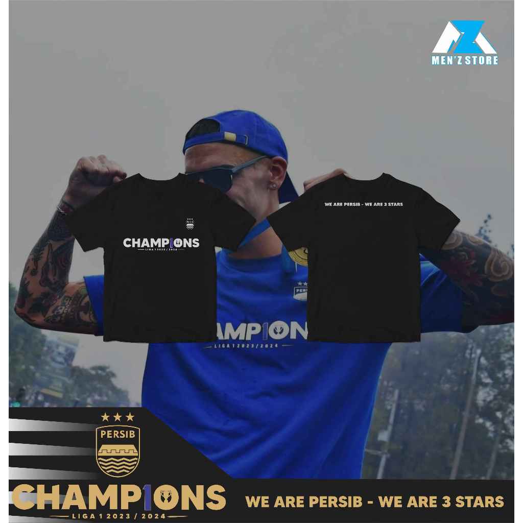 KAOS PERSIB CHAMPIONS 2024 HITAM PERSIB JUARA