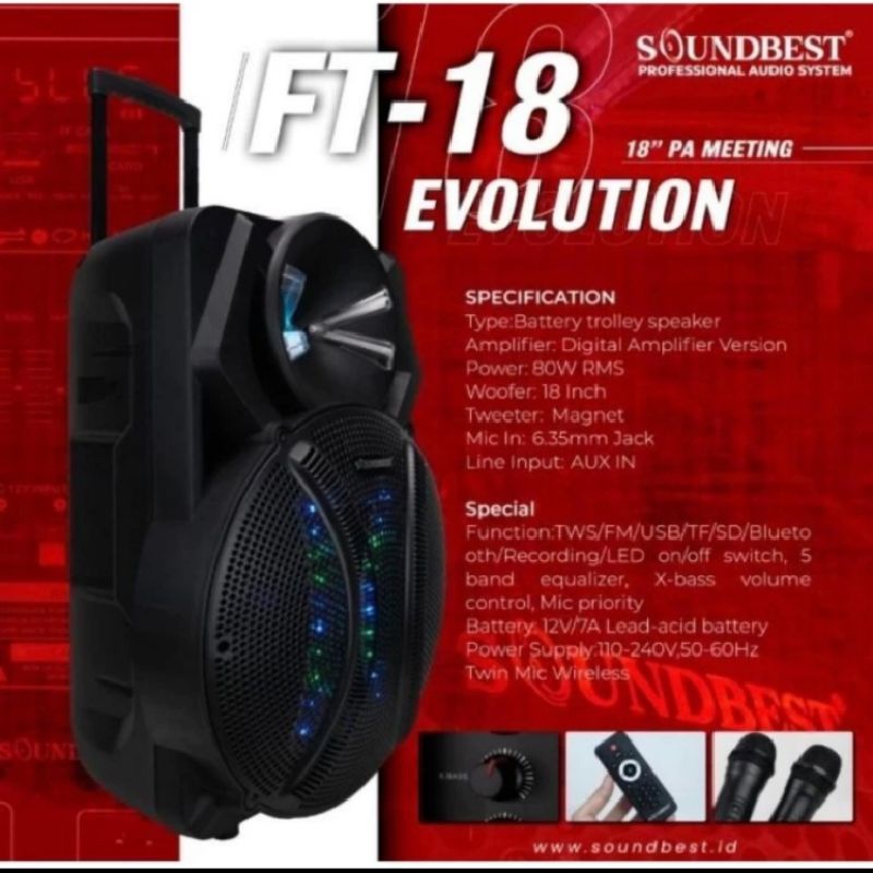 Speaker portable 18inch original soundbest ft18 evolution