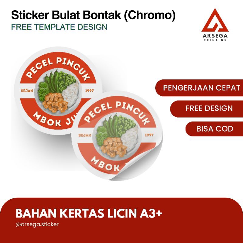 

ARSEGA STICKER - Sticker Bontak (Chromo) Bisa COD Bentuk Bulat Proses Cepat Free Desain Templates