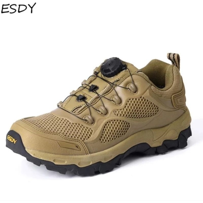 SEPATU KETS TACTICAL SEPATU OUTDOOR ESDY TALI PUTAR - COKLAT
