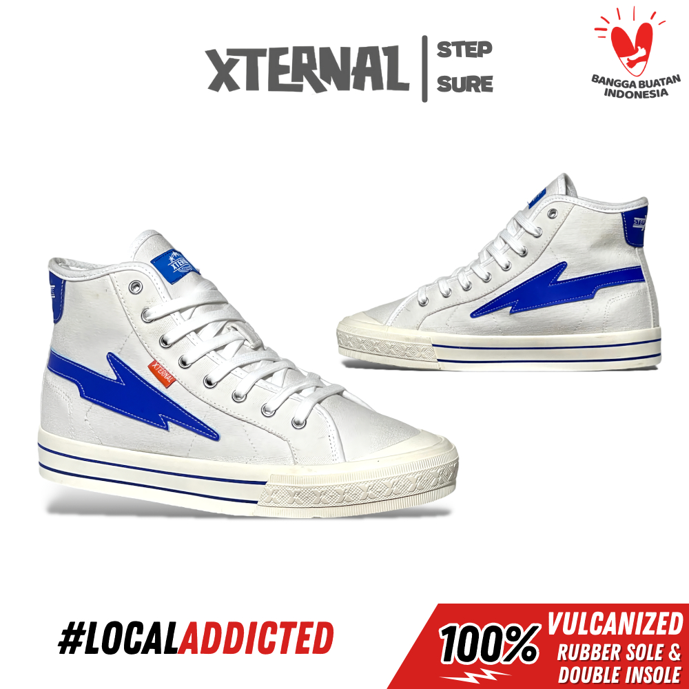 Sepatu XternalStepSure - Sepatu Sneakers Mitterns Storm High White Blue