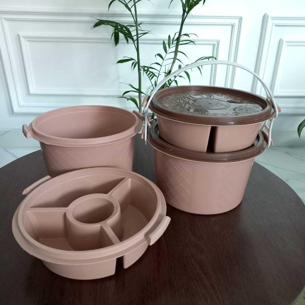 Rantang / Rantang Souvenir / Rantang Plastik / Rantang Piknik Coklat Susun 2 / RANTANG IDOLA PIKNIK 