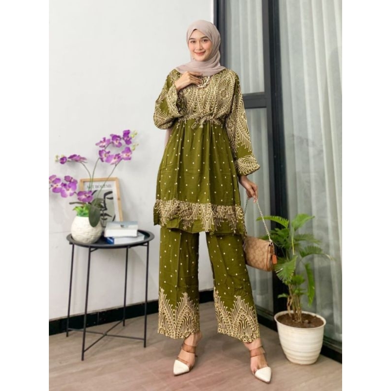 One Set Wanita Tunik Meta Rayon Premium LD 120