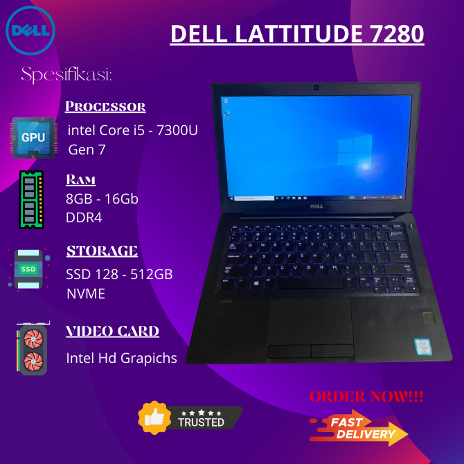 Laptop Dell Lattitude 7280 Intel Core i5 - 7300U, Gen 7, Ram 16Gb Ssd 256Gb - Core i5 gen 7 100% Ori
