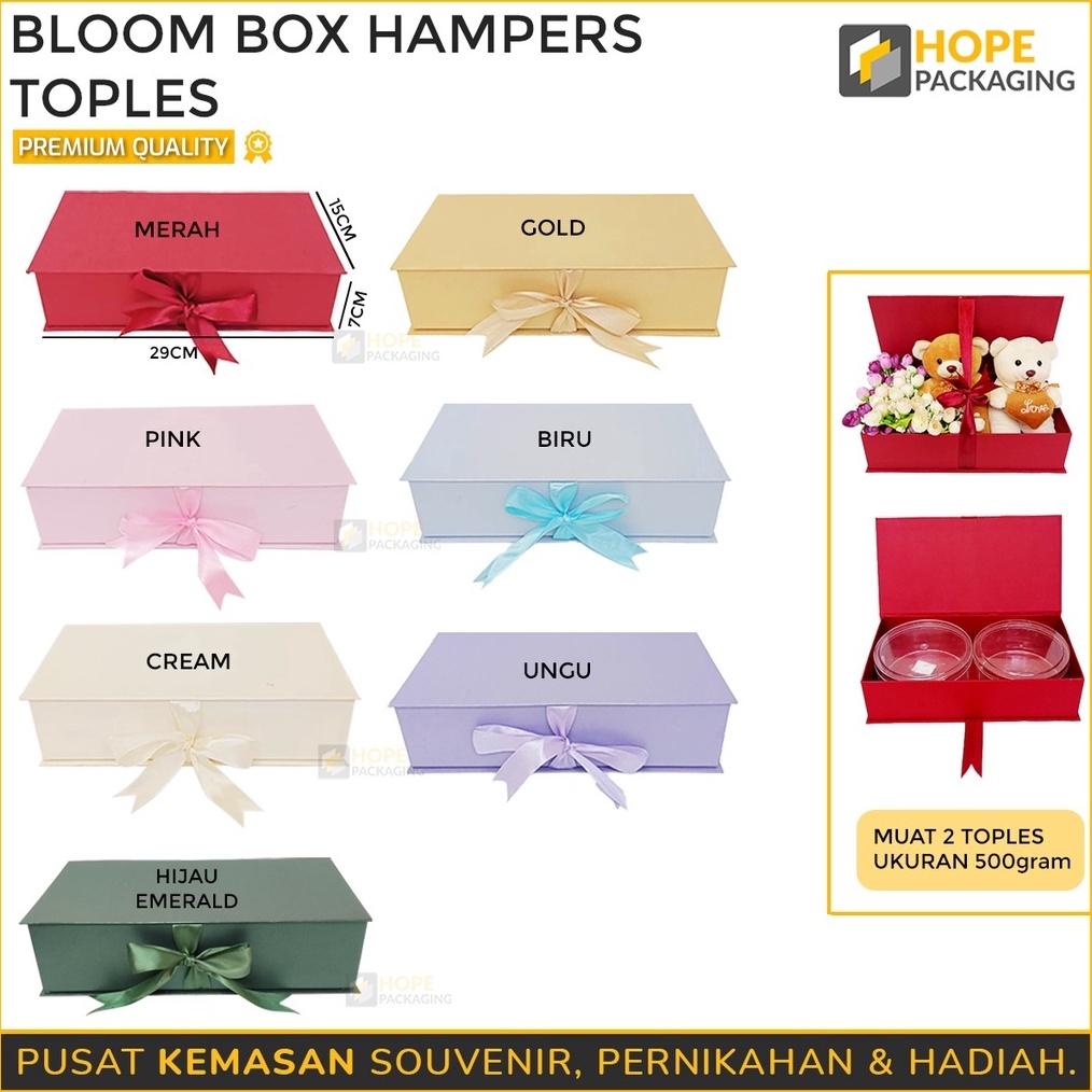 

BERKUALITAS Bloom Box Kotak Pita 2 Toples 5 gr Kotak Hadiah Hampers Souvenir Kotak Hampers Kue Bunga Kado