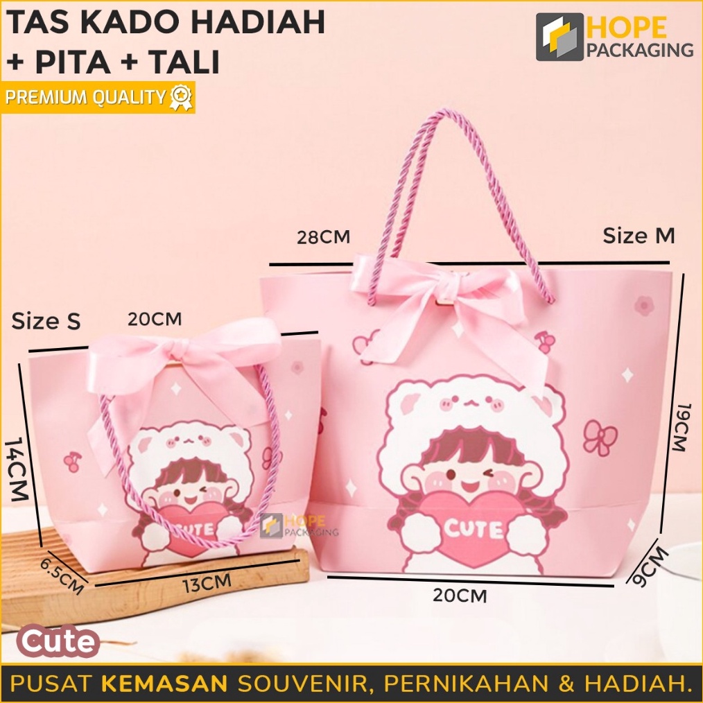 

LIMITLESS Tas Kado Ulang Tahun Pita Size M 28x2x19x9 cm Tas Hadiah Tas Bingkisan Kantong Kertas Kado Paper Bag Tas Pita Motif Goodie Bag Premium