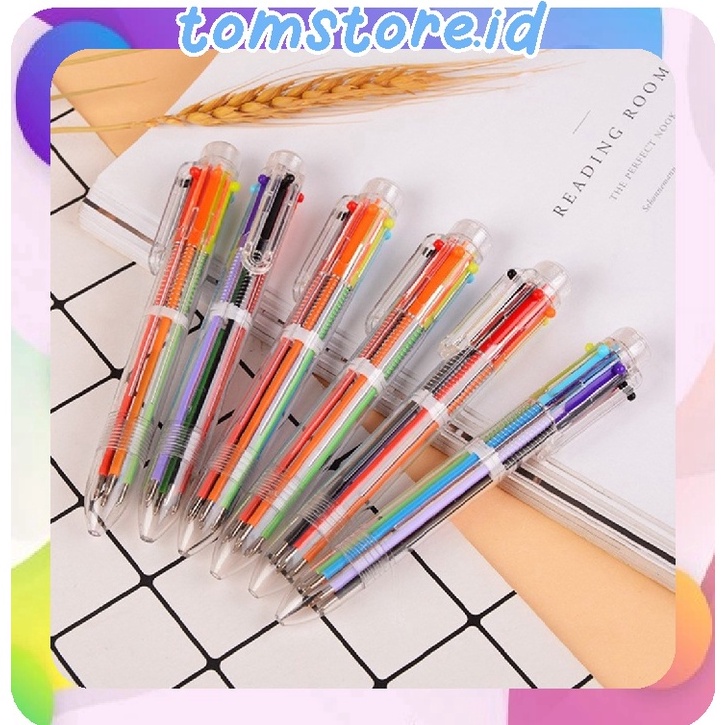 

SPESIAL AWAL TAHUN TOMSTOREID Pena Ballpoint Multi Warna 6 In 1 Motif Transparan Polos S48