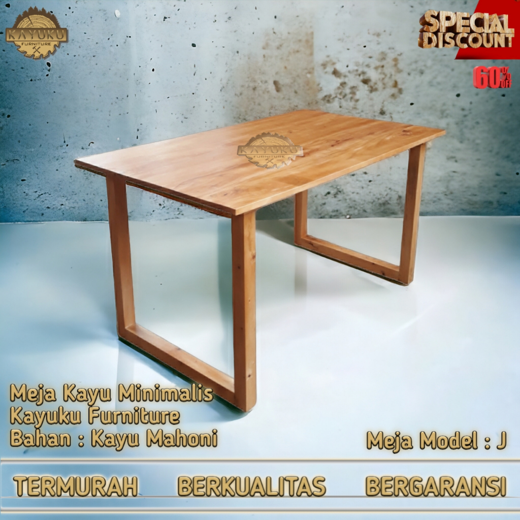 Meja kayu Mahoni Meja minimalis Meja Model J  150x60x75 cm Meja kerja wooden table | meja kayu | mej