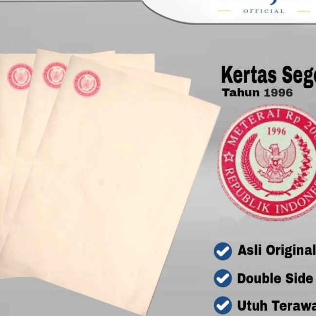 

Bonuskan Kertas Segel Tahun 1996 Double Side Asli Original