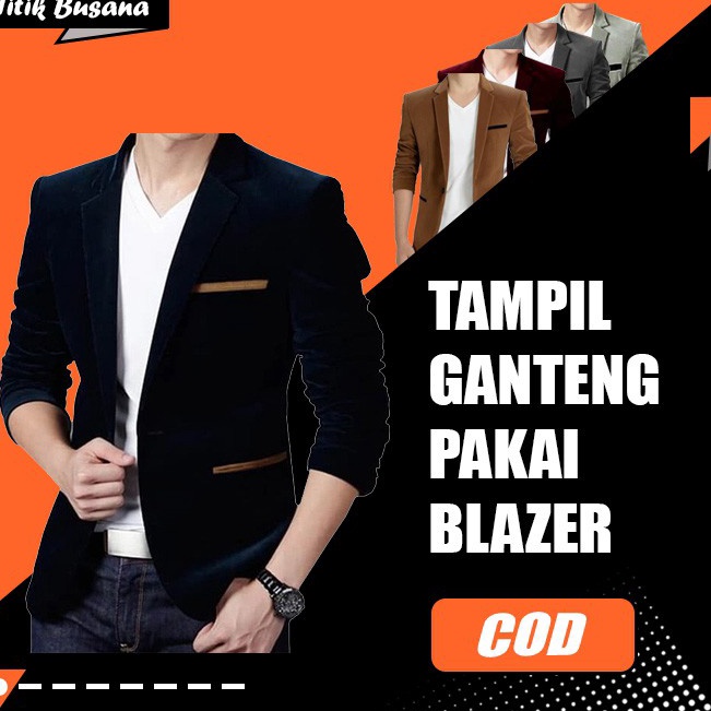 Diskon Terviral  COD BLAZER PRIA KOREA WILLY MAROON  JAS BLAZER SLIM FIT BODY FIT KEREN  JAS PRIA CA