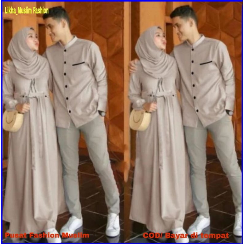 Gamis Couple Emon couple Muslim couple Busana pasangan muslim