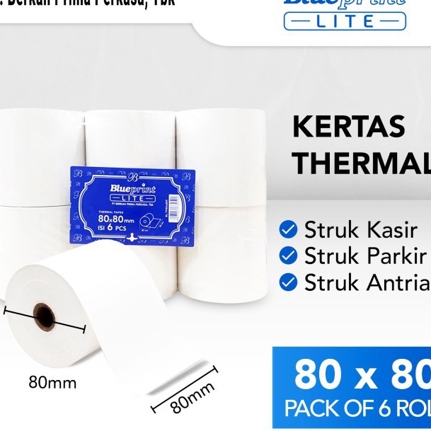 

Hot KERTAS THERMAL 8x8 mm BLUEPRINT LITE 8 x 8 mm 1 Pack 6 Roll