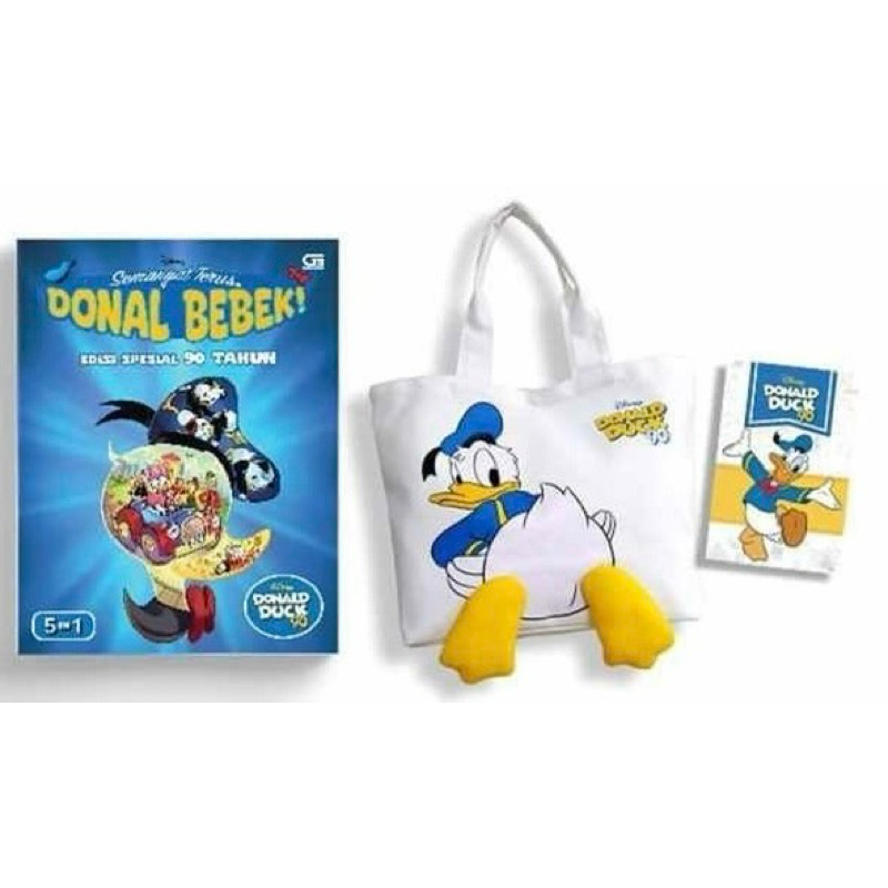 [ORIGINAL] Donal Bebek Edisi Spesial 90 Tahun 5 in 1 BONUS Totebag Donald Duck 90 Tahun