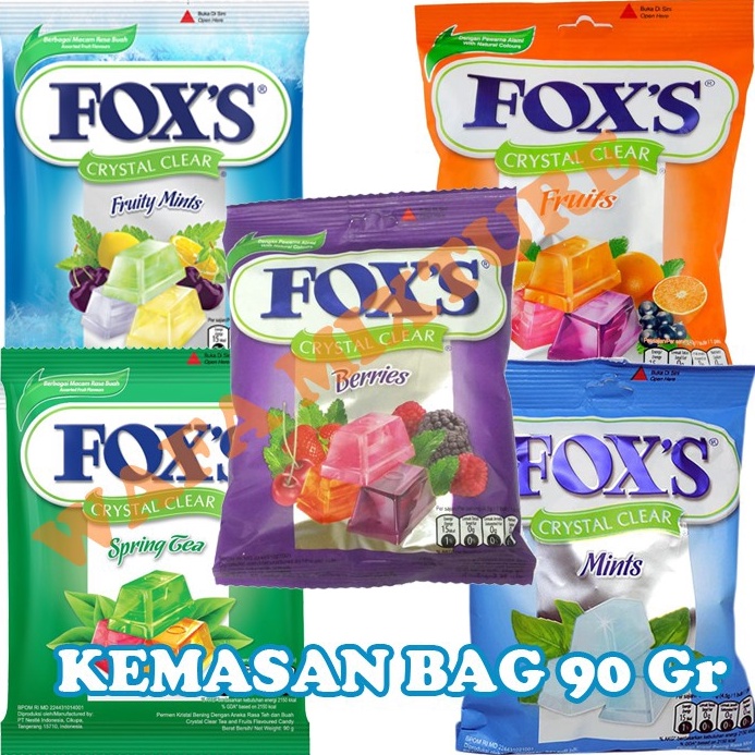 

MANTAP Permen FOXS fox Crystal Clear varian rasa Fruits Mints Berries Mint Spring Tea Fruits Kopi 9Gr cocok untuk hadiah parcel hampers lebaran idul fitri