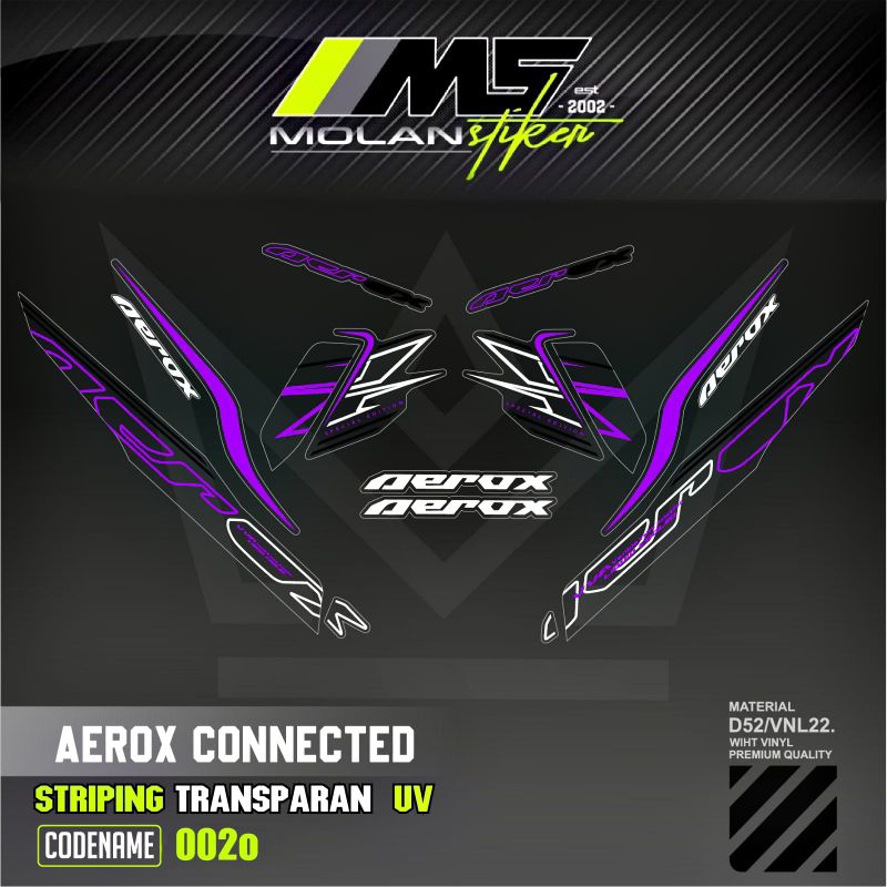 Decal Sticker Striping Variasi Transparan Uv Aerox New Cyber City 2024 Striping Transparan Uv All Ne