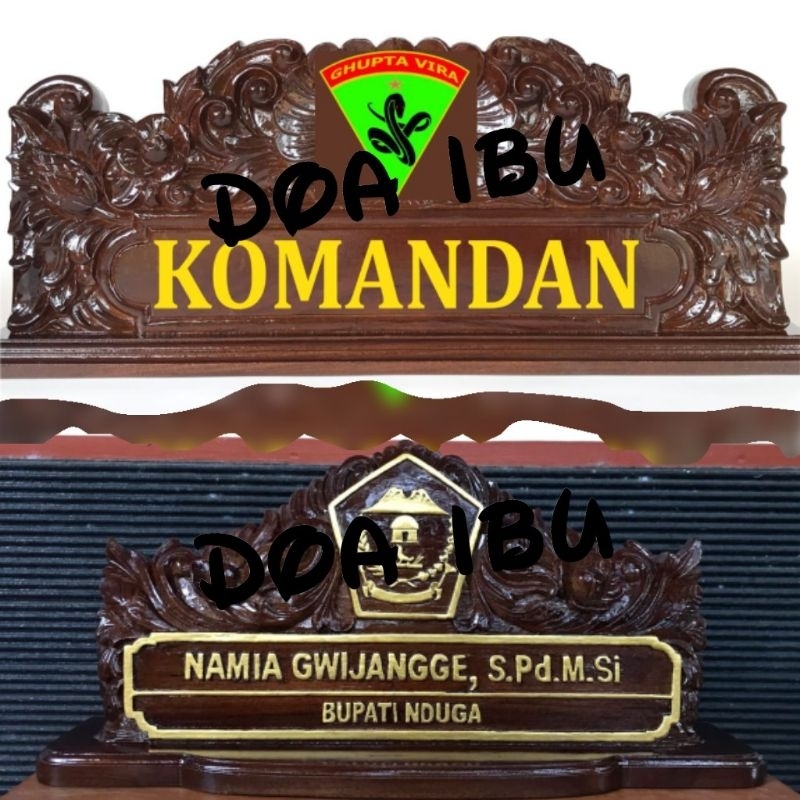 

best seller custom papan nama meja ukir kayu jati